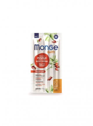 Monge GIFT SOFT STICKS Appetito difficile Maiale e rosa canina 15g - gatto