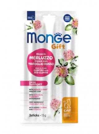 Monge GIFT SOFT STICKS Skin Merluzzo e trifoglio 15g - gatto