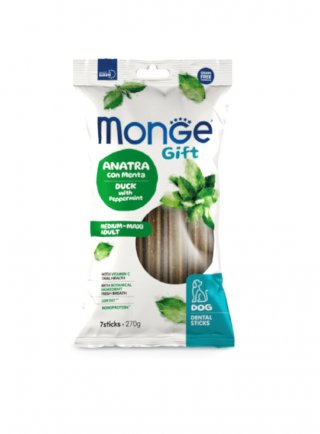 Monge GIFT DENTAL STICK med/maxi Anatra e menta 270g - cane