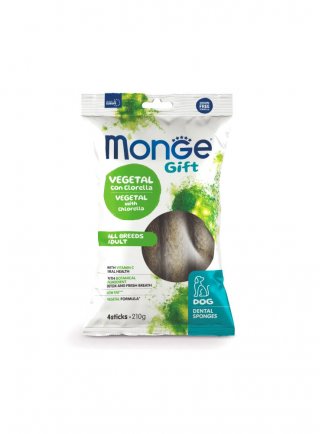 Monge GIFT DENTAL SPONGE All breeds Vegetal Clorella e menta 210g - cane