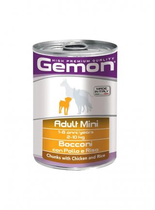 Gemon Adult Mini bocconi con pollo e riso 415g - cane