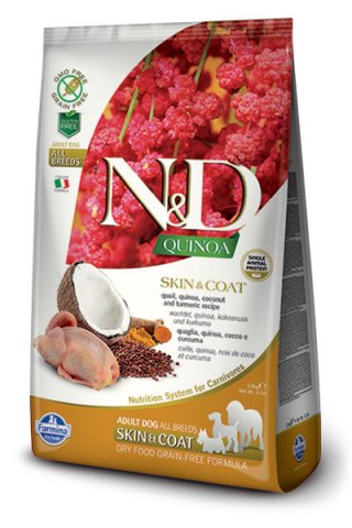 N&D FR QUINOA canine - SKIN&COAT QUAGLIA & COCCO & CURCUMA ADULT ALL BREEDS 2,5kg - in esauirm.